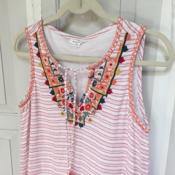 Beachlunchlounge Pink Linen Blend Striped Mini Dress - Picture 11 of 16
